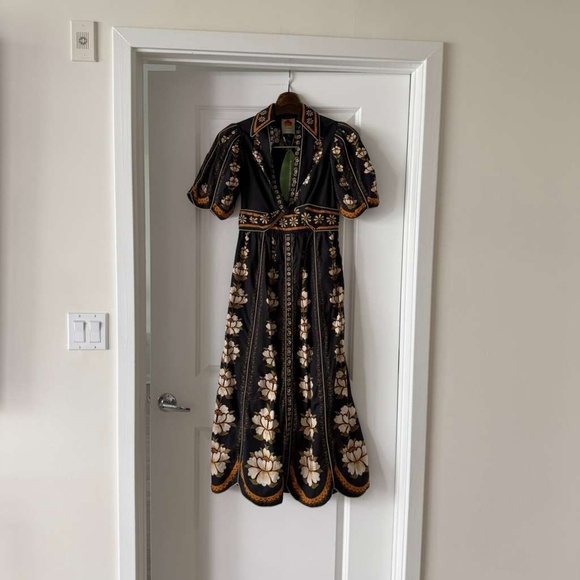 Farm Rio Black Bold Flowers Organic Cotton Midi Dress - Picture 6 of 8